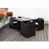 5 rszes szett elemei 4 fotel prnval s 1 asztal 5mm veglappal alumnium vz barna manyag fonat natr poliszter prna Fotel kb 57 x 70 x 57 cm Asztal kb 120 x 120 x 74 cm Kedves online megrendel