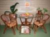 Rattan asztal veglappal 100 cm