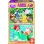 EDUCA 15592 Dreven puzzle Snehulienka a Ariel 2x50 ks