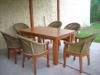 Tmrfa asztal 6db rattan szkkel