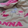 PINK Nyalks Nvvel elltott babatakar gynem Baba mama gyerek Baba mama kellk Gyerekszoba Falvd takar Varrs Vidm beige sznes NYALKS babatakart ksztettnk kisbabd szmra A babatakar 