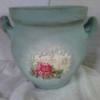 Vintage kasp Dekorci Otthon lakberendezs Kasp virgtart vza kors cserp Country zld antikolt kasp Mrete Magassga 14cm Szj szlessge 13cm Meska