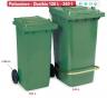 Bins manyag pedlos szemetes kerkkel 240 literes Zld vagy fehr sznben