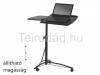 Fekete szn praktikus laptop asztal dnthet s llthat magassg MDF laminlt asztallappal s grgkkel szerelt acl lbbal Az asztalfellet egy dnthet laptop tart rszbl s egy fix pakolhat 
