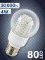 Lumee energiatakarkos led izz hagyomnyos E 27 foglalattal hidegfehr fnnyel 80 ledes lmpa 4W energiafelvtel mellett kb 70W izznak megfelel fnyer 30 000 ra vrhat zemid tbb mint 10 v 27