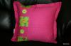 Pink pettyes prna Otthon lakberendezs Lakstextil Pink alapon fehr pettyes prna huzat Kiwi zld baglyos anyaggal s zld nagy mret manyag gombb Meska