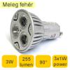 Gu10 foglalat power ledes spot izz 3 db nagy teljestmny power led biztostja az elegend fnyert egy 35 wattos halogn izz kivltsra A power ledes spot izzknl ritka szles fnyszrssal ren