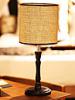 Woven Rattan Fabric Shade Kreatv asztali lmpa Wood fny pole