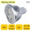 Mr16 foglalat spot led izz 4 db 1 wattos power leddel 12 voltos 40 wattos halogn izzk kivltsra Fnyszrsi szge hasonl nagysg a halognekhez de sokkal egyenletesebben vilgt