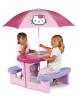 Hello Kitty mintval dsztett piknik asztal napernyvel kiegsztve A naperny 90 s 150 cm kztt llthat Az asztallap magassga 47 cm a pad magassga 26 cm a szlessge pedig 19 cm Kertben 