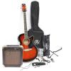 Elektroakusztikus gitrszett Jumbo Cutway Guitar Kit Vintage Sunburst komb tok llvny heveder hrteker gitrcp pengetk kbel DVD oktat vide