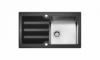 Model Lux 86 1C 1E 8 mm vastag fekete hts fests vegbl kszlt mosogat Csiszolt Facette szlekkel 1 medence mlyhzott rozsdamentes acl 1 csepptlca csiszolt rdestett Megfordthat Dugemel 
