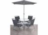 Kerti garnitra Grey 6 rsz textil s fm asztali D80 cm eserny d 180 cm s 4 sszecsukhat szk