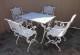 Alumnium kerti garnitra 1 asztal 4 karosszk Mret asztal 69 93 63 cm szkek 84 43 48 50 cm Aluminium garden furniture 1 table 4 armchairs Size table 69 93 6