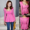 Women s Lady Stylish Square Neck Puff Sleeve Top Slim Fit Blouse T shirt Dress