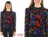 80s Baroque Peplum Top Vintage 80s Top Puff Sleeve Top xs