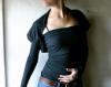 Black Shrug long sleeved jersey puff sleeve top cotton cropped tshirt custom women 39 s clothes