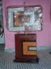 Kzzel ksztett s festett modern asztali lmpa szlessg 20cm mlysg 16cm max magassg 65cm