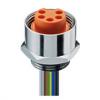 Receptacle connector 7 8 female connector for front mounting assembled stranded wire solder contacts potted with epoxy chassis side thread PG 11 panel nut RSKF 11