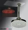 Feromix MPL M1 ledes mennyezeti esztets zuhanyfej Hydropower zuhanyfej mennyezeti csatlakoz csvel 4 egymsba tmen szn vzramls ltal generlt LED vilgtssal Kerek Mret 20x20 cm