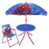 Disney mrkj gyermek kerti btor garnitra Pkember Spiderman mintval mely tartalmaz 2 db Kempingszket 1 db asztalt s 1 db napernyt Asztallap tmrje 50 cm Naperny tmrje 100 cm Szk mrete 