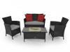 Lounge btor kszlt fekete poli rattan
